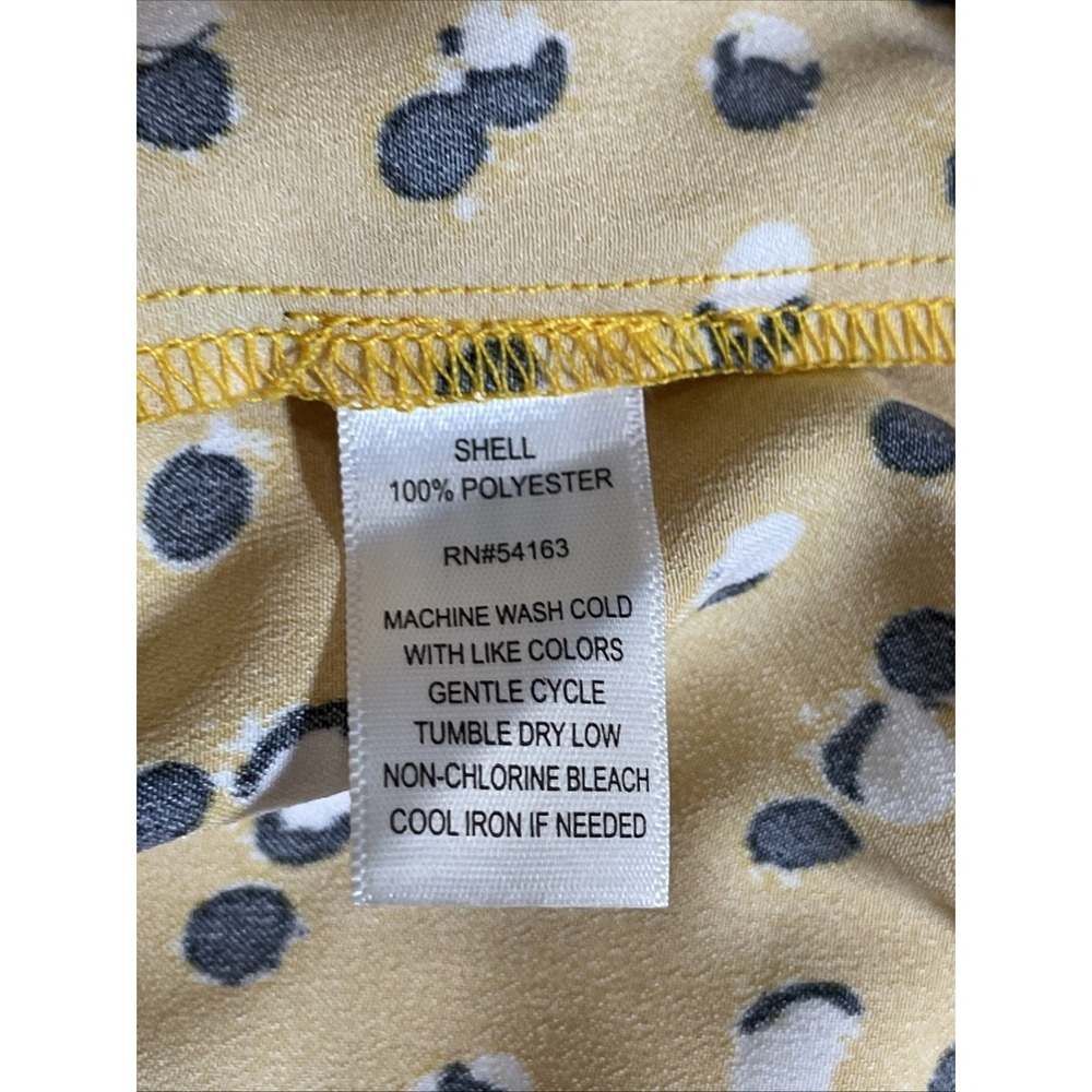 Marc New York Cropped Blouse Jacket Women Medium Satin Yellow Dot Button Up - Picture 11 of 12